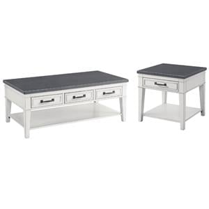 Home Square 2-Piece Set with Del Mar 3 Drawer Coffee Table & 1 Drawer End Table