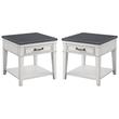 Home Square Del Mar 1 Drawer End Table in White and Grey - Set of 2