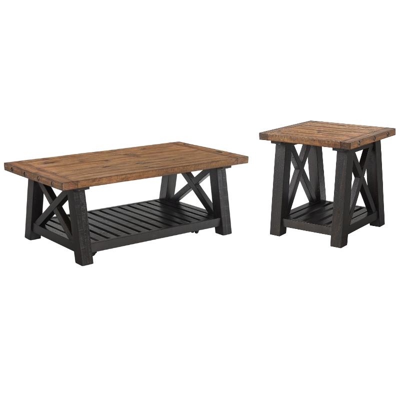 Home Square 2-Piece Set with Bolton Solid Wood Coffee Table & End Table