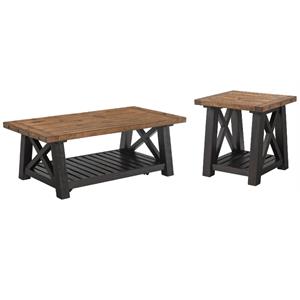 Home Square 2-Piece Set with Bolton Solid Wood Coffee Table & End Table
