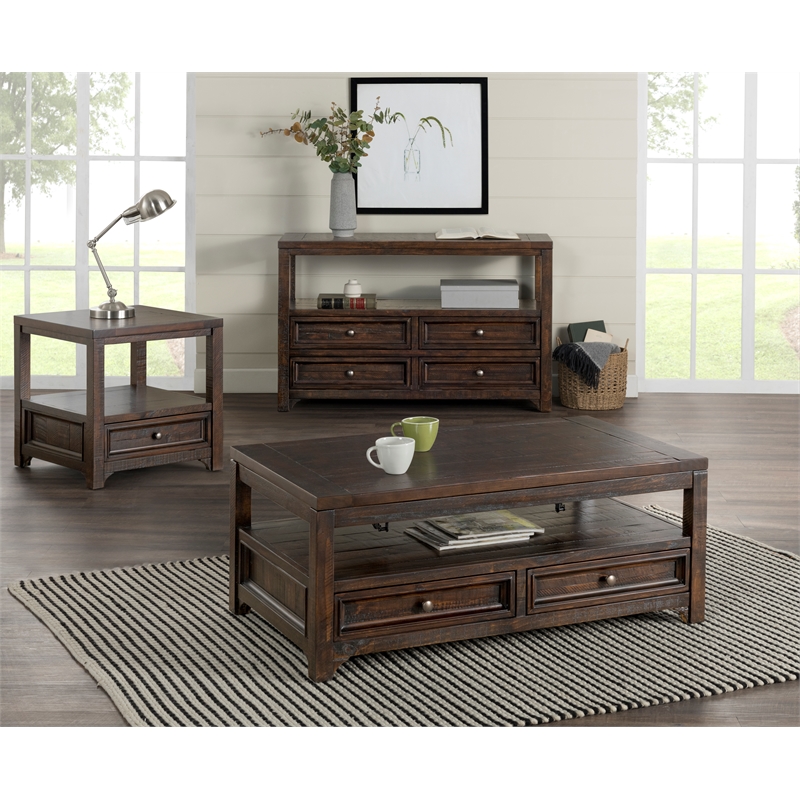 Home Square 2-Piece Set with Lisbon 2 Drawer Coffee Table & 1 Drawer End Table