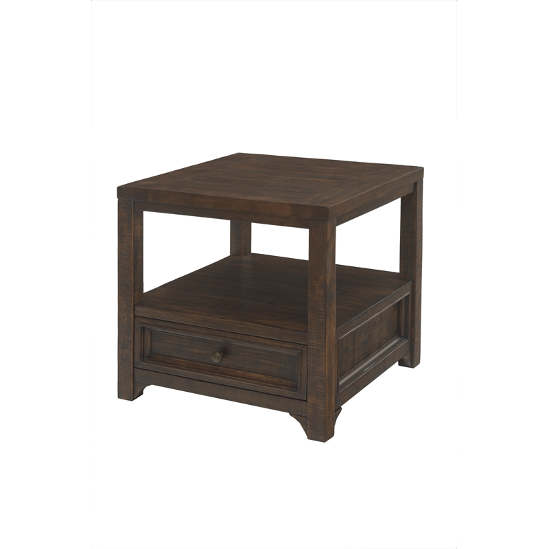 Home Square Lisbon Solid Wood One Drawer End Table in Espresso - Set of 2