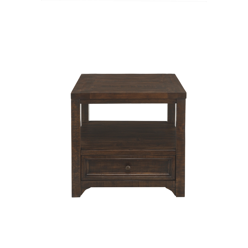 Home Square Lisbon Solid Wood One Drawer End Table in Espresso - Set of 2