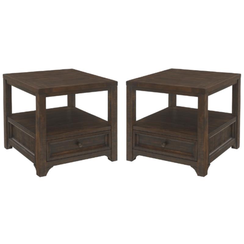 Home Square Lisbon Solid Wood One Drawer End Table in Espresso - Set of 2