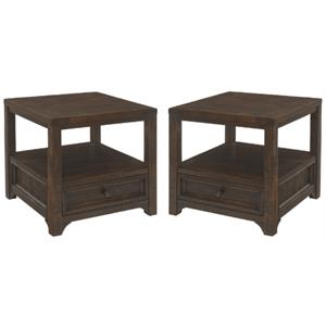 Home Square Lisbon Solid Wood One Drawer End Table in Espresso - Set of 2