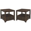 Home Square Lisbon Solid Wood One Drawer End Table in Espresso - Set of 2