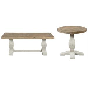home square 2-piece set with napa solid wood coffee table & end table in white