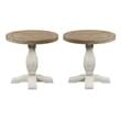 Home Square Napa Solid Wood Round End Table in White Stain - Set of 2
