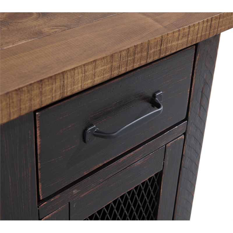 Home Square 2-Piece Set with 2 Drawer Coffee Table & Chairside Table in Black