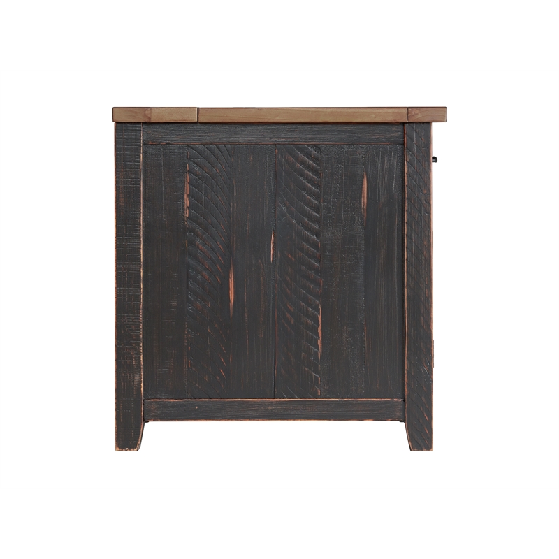 Home Square 2-Piece Set with 2 Drawer Coffee Table & Chairside Table in Black