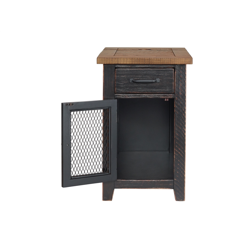 Home Square 2-Piece Set with 2 Drawer Coffee Table & Chairside Table in Black