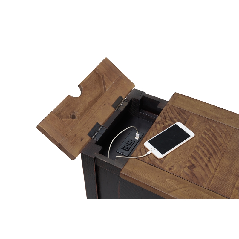 Home Square 2-Piece Set with 2 Drawer Coffee Table & Chairside Table in Black