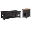 Home Square 2-Piece Set with 2 Drawer Coffee Table & Chairside Table in Black