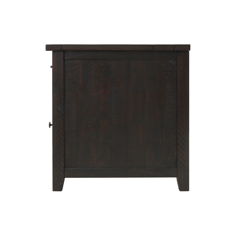 Home Square Rustic Chairside Table in Power Espresso - Set of 2