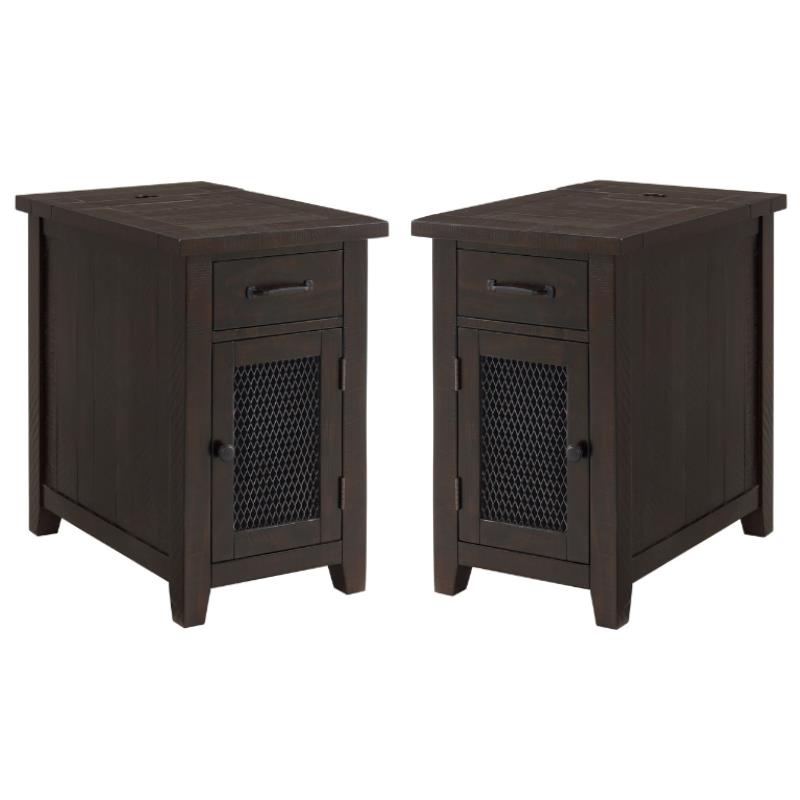Home Square Rustic Chairside Table in Power Espresso - Set of 2