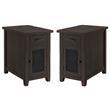 Home Square Rustic Chairside Table in Power Espresso - Set of 2