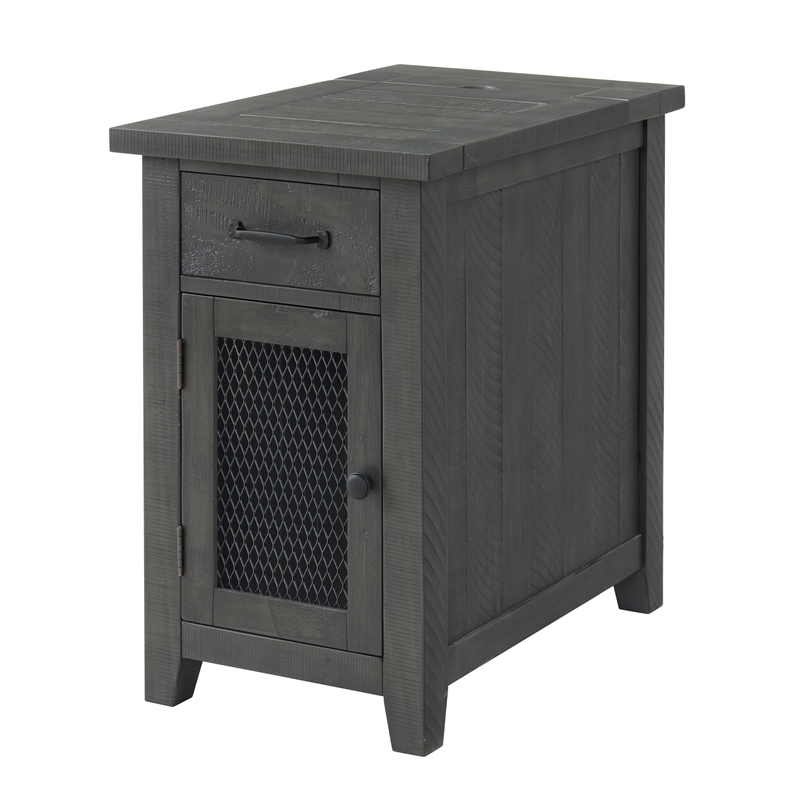 Home Square Rustic Chairside Table in Power Gray - Set of 2
