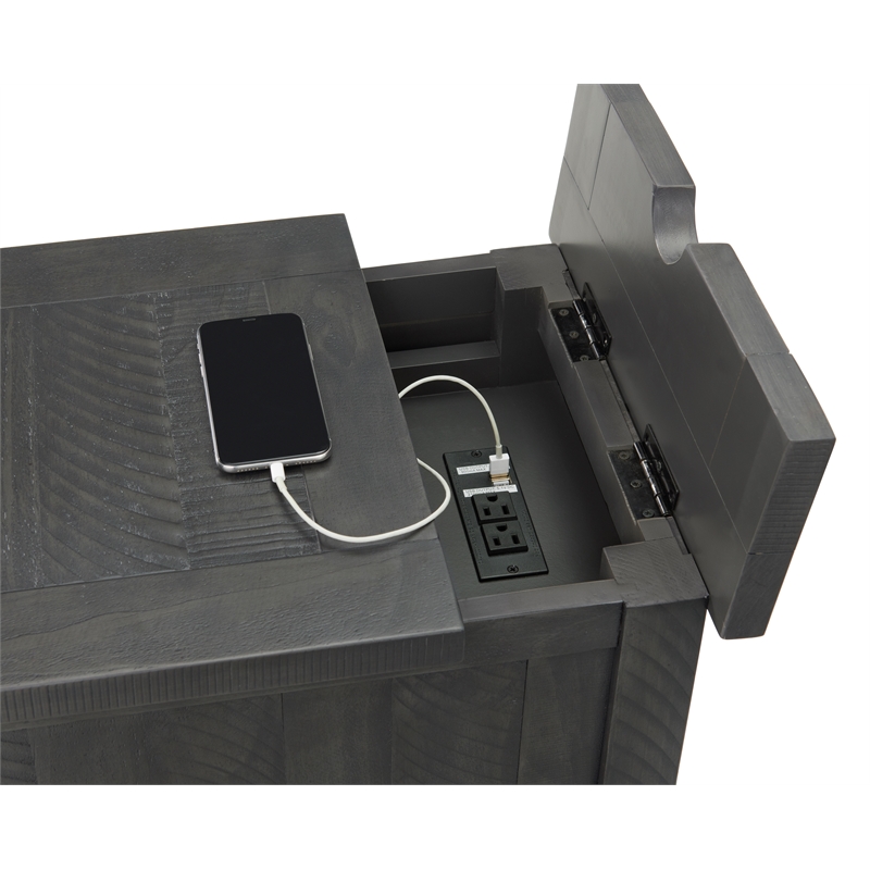 Home Square Rustic Chairside Table in Power Gray - Set of 2