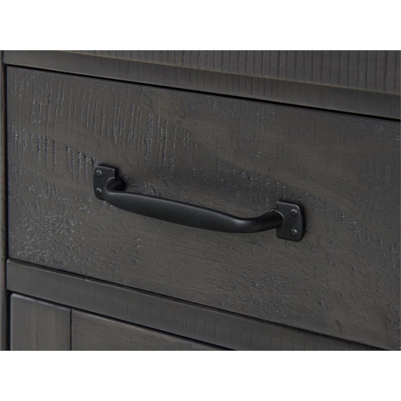 Home Square Rustic Chairside Table in Power Gray - Set of 2