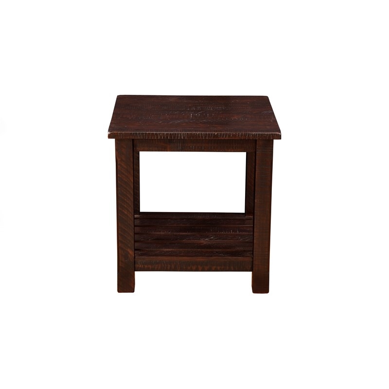 Home Square Barn Door Solid Wood End Table in Espresso - Set of 2