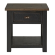 Home Square Monterey Solid Wood 1 Drawer End Table in Black & Brown - Set of 2