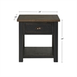 Home Square Monterey Solid Wood 1 Drawer End Table in Black & Brown - Set of 2