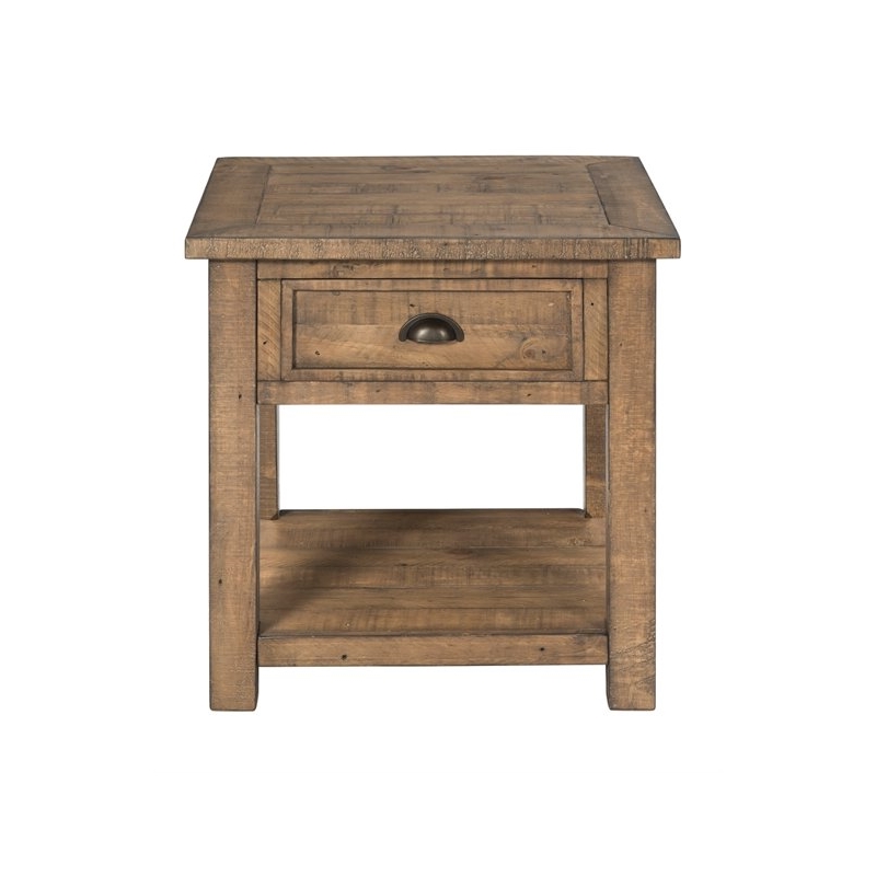 Home Square Monterey Solid Wood End Table in Reclaimed Natural - Set of 2