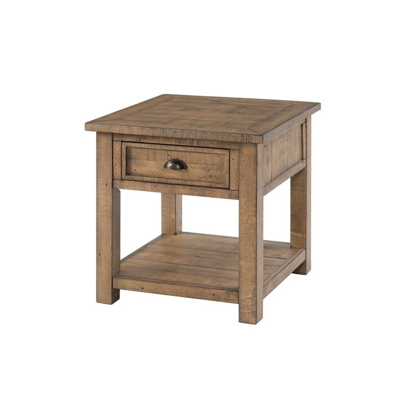 Home Square Monterey Solid Wood End Table in Reclaimed Natural - Set of 2