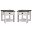 Home Square Monterey Solid Wood End Table in White and Gray - Set of 2