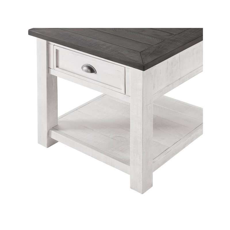 Home Square Monterey Solid Wood End Table in White and Gray - Set of 2