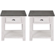 Home Square Monterey Solid Wood End Table in White and Gray - Set of 2