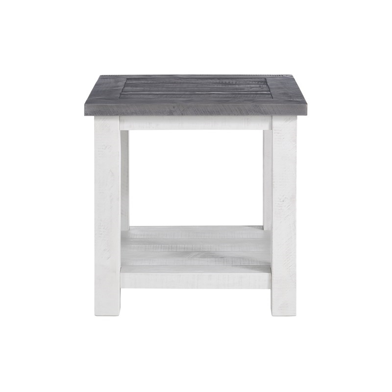 Home Square 2-Piece Set with End Table & Console Table in White Stain and Gray