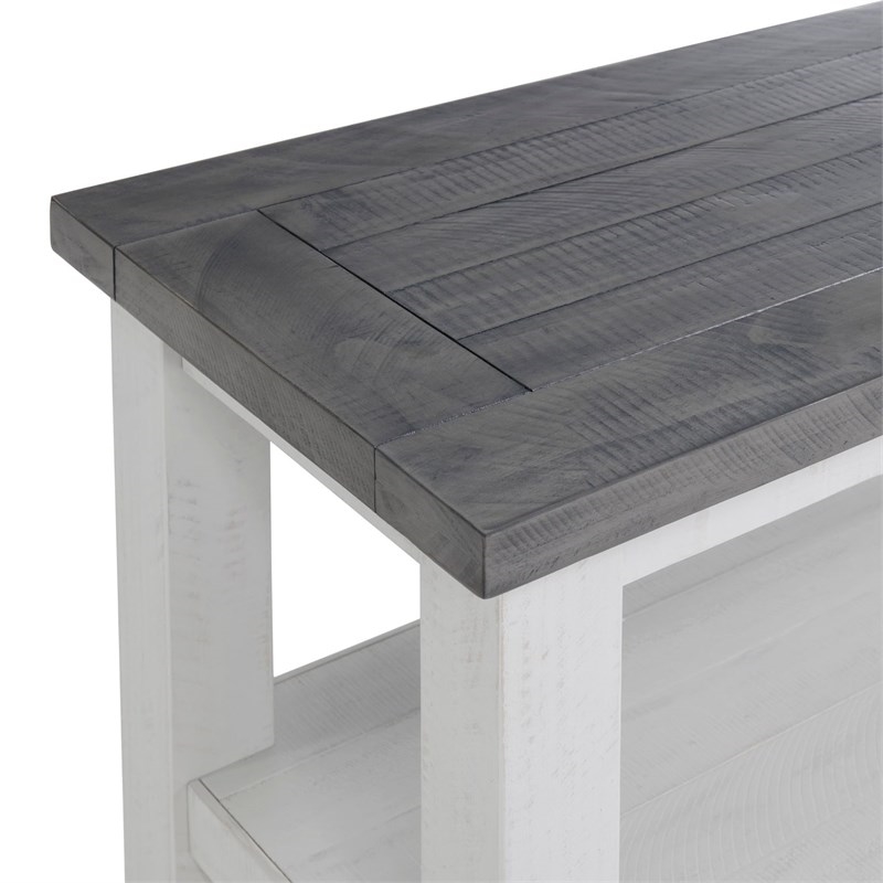 Home Square 2-Piece Set with End Table & Console Table in White Stain and Gray