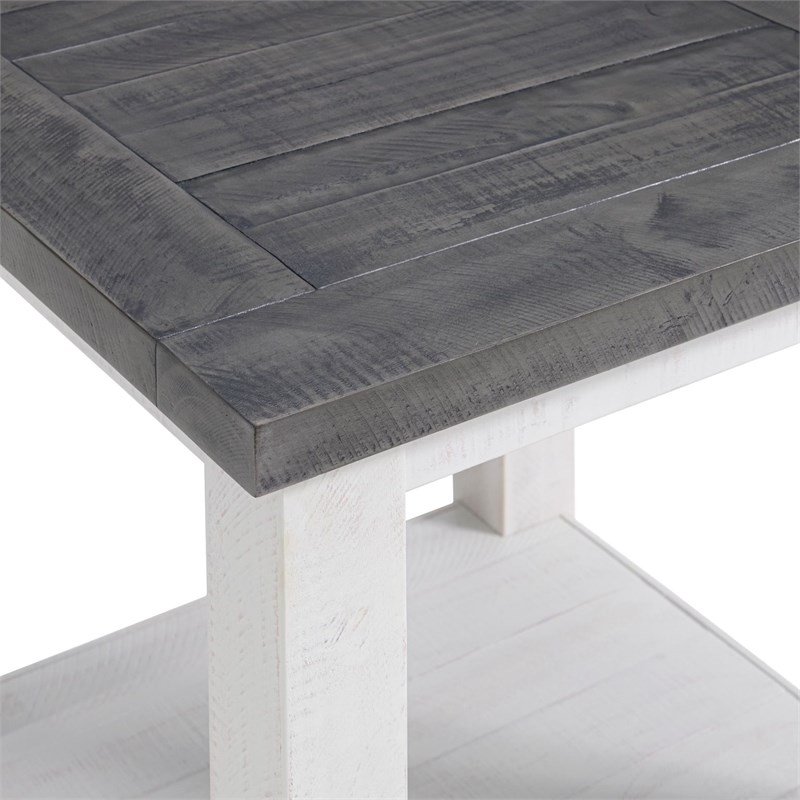 Home Square 2-Piece Set with End Table & Console Table in White Stain and Gray