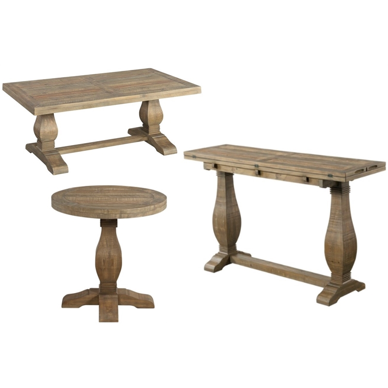 Home Square 3-Piece Set with Sofa Table & Round End Table & Coffee Table