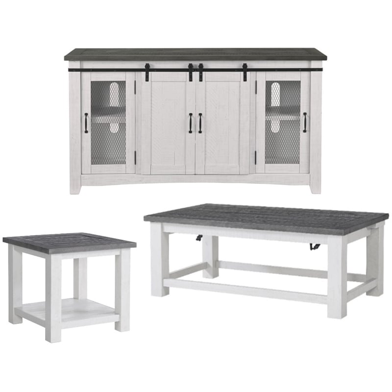 Home Square 3-Piece Set with TV Stand & Coffee Table & End Table