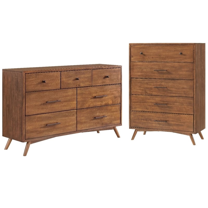 Home Square 2-Piece Set with Cinnamon 5 Drawer Chest & 7 Drawer Dresser