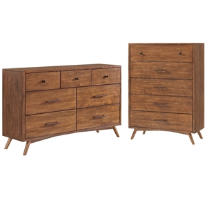 home square 2-piece set with cinnamon 5 drawer chest & 7 drawer dresser