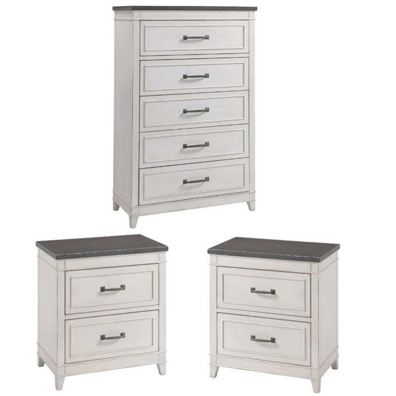Home Square 3-Piece Set with Del Mar 2 Nightstands & 5 Drawer Chest