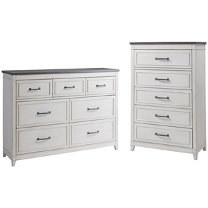Home Square 2-Piece Set with Del Mar 5 Drawer Chest & 7 Drawer Dresser