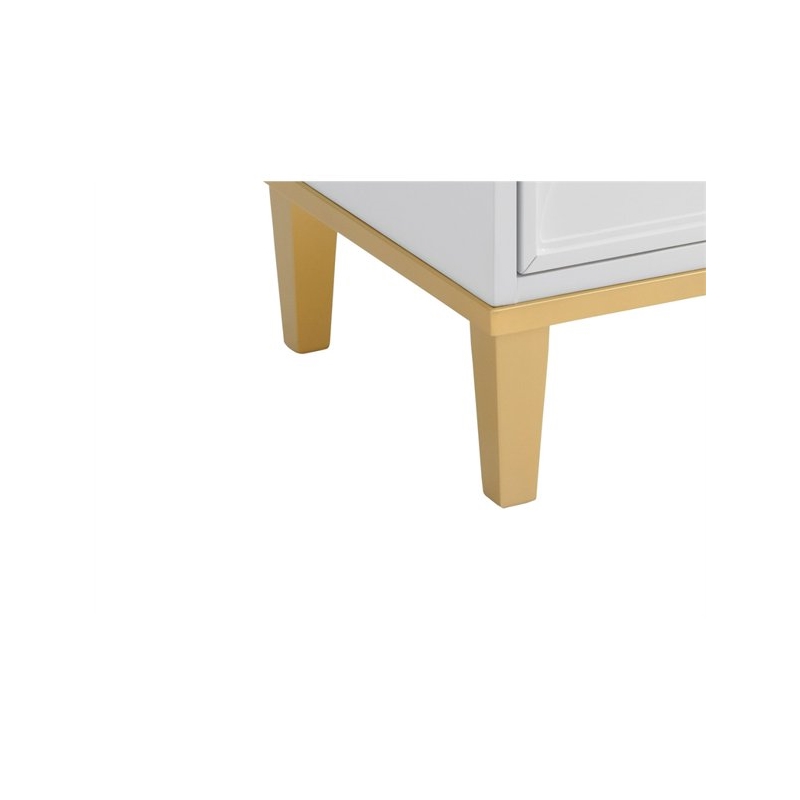 Home Square Emma 2 Drawer Nightstand in White and Gold - Set of 2
