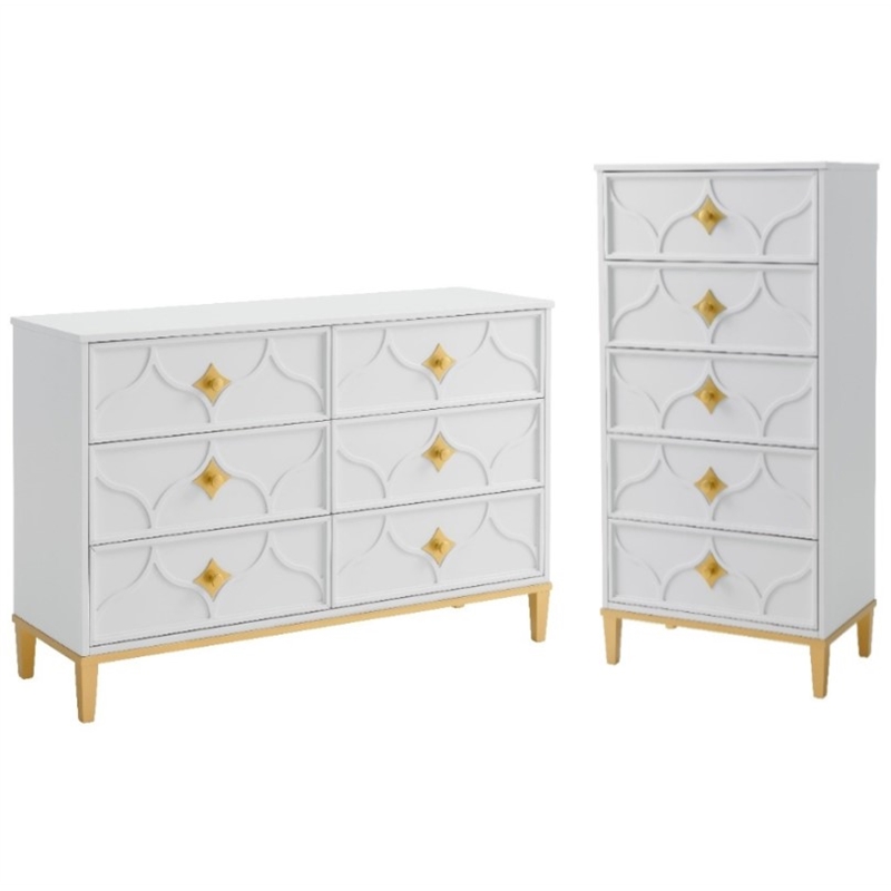 Home Square 2-Piece Set with Emma 5 Drawer Chest & 6 Drawer Dresser