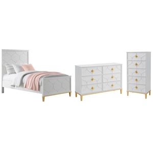 home square 3-piece set with 5 drawer chest & 6 drawer dresser & twin panel bed