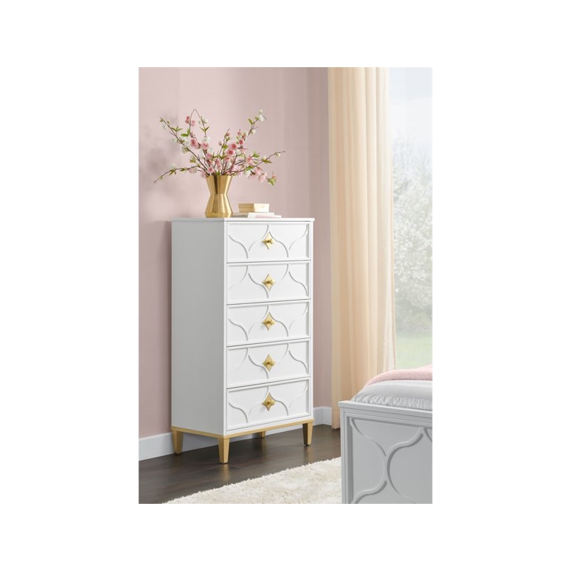 Home Square 3-Piece Set with 5 Drawer Chest & 6 Drawer Dresser & Twin Panel Bed