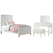 Home Square 2-Piece Set with Emma Vanity & Twin Panel Bed in White and Gold