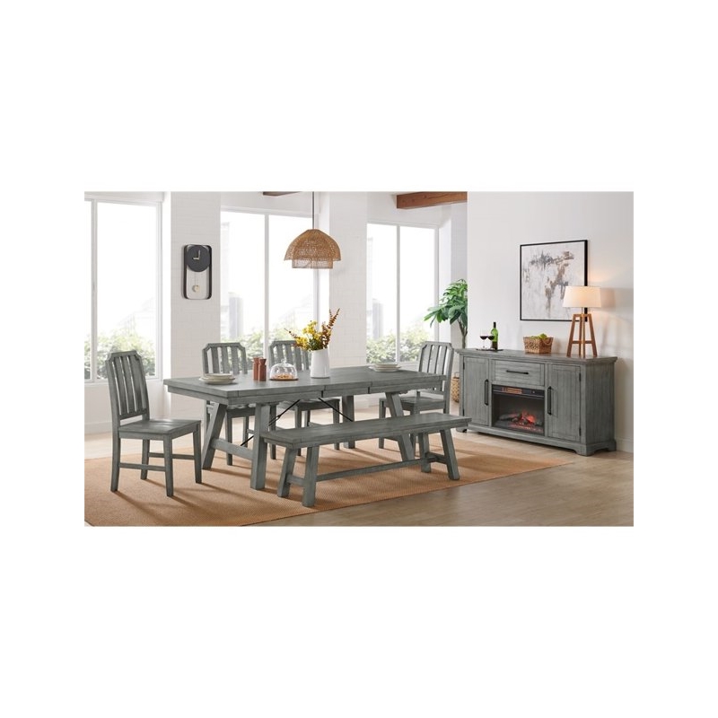 Home Square 7-Piece Set with Extendable Dining Table & 6 Dining Chairs