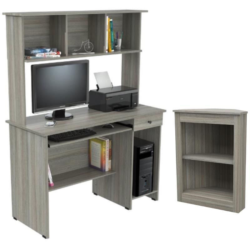 Home Square 2-Piece Set with Computer Desk Hutch & 2 Shelf Bookcase ...