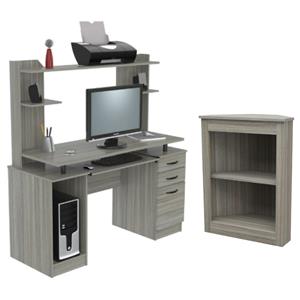home square 2-piece set with computer work center & 2 shelf corner bookcase