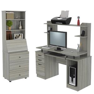home square 2-piece set with computer center with hutch & 3 shelf bookcase