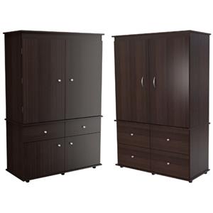 home square 2-piece set with tv armoire & 2 drawer 4-shelf armoire